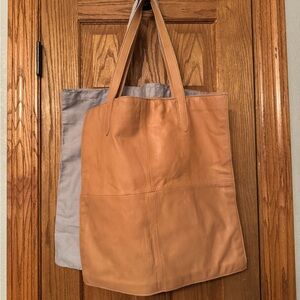 Tan Leather Tote Bag